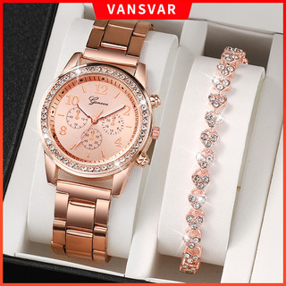 Đồng Hồ Quartz Nữ Đính Hột Xoàn Dây Thép Không Gỉ Thời Trang