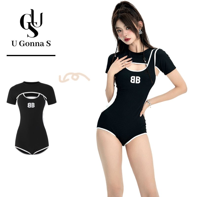 U Gonna S Áo tắm phụ nữ tay ngắn 2 mảnh gợi cảm với miếng độn ngực đơn giản cổ điển thanh lịch màu trơn thời trang đàn hồi 2023