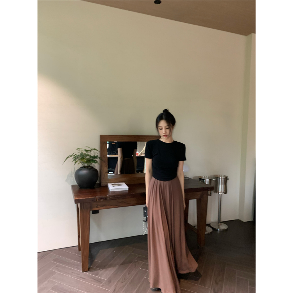 Cocory vn Bộ Áo Ngắn Tay + Chân Váy Dài Dáng Ôm Thời Trang Mùa Hè Hàn Quốc Cho Nữ