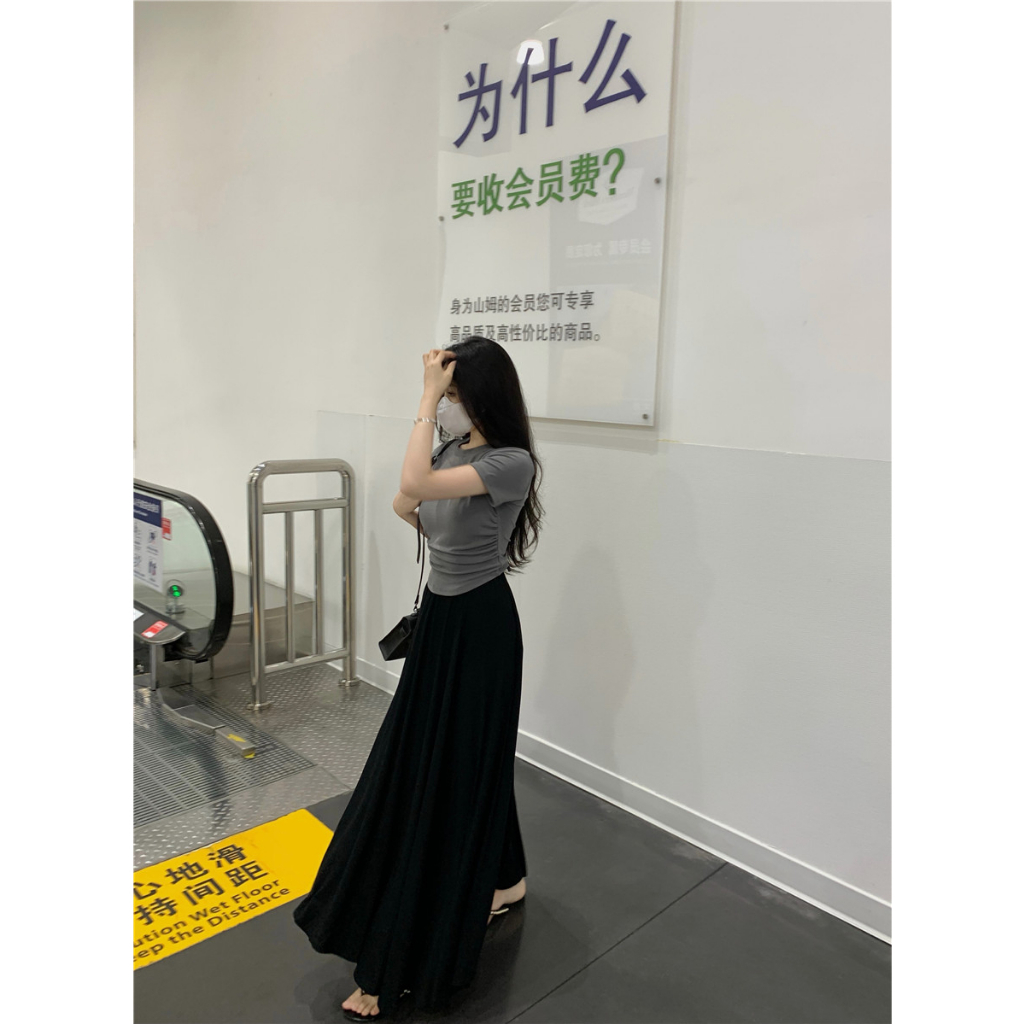 Cocory vn Bộ Áo Ngắn Tay + Chân Váy Dài Dáng Ôm Thời Trang Mùa Hè Hàn Quốc Cho Nữ