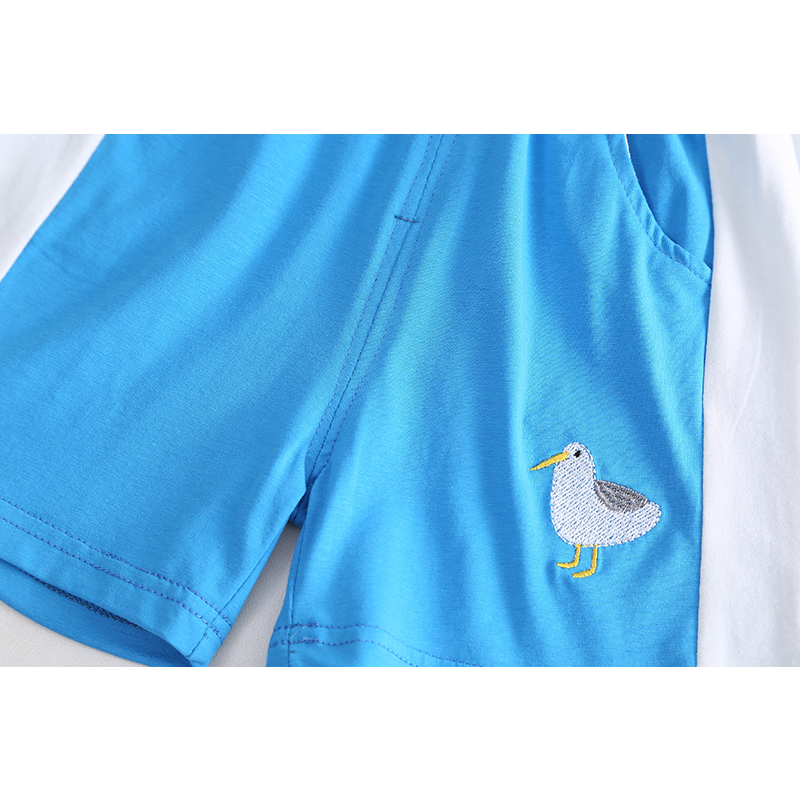 Set Áo Thun Ba Lỗ + Quần Short Cotton In Hình Cá Voi Hoạt Hình Thời Trang Mùa Hè Cho Bé 80-120cm