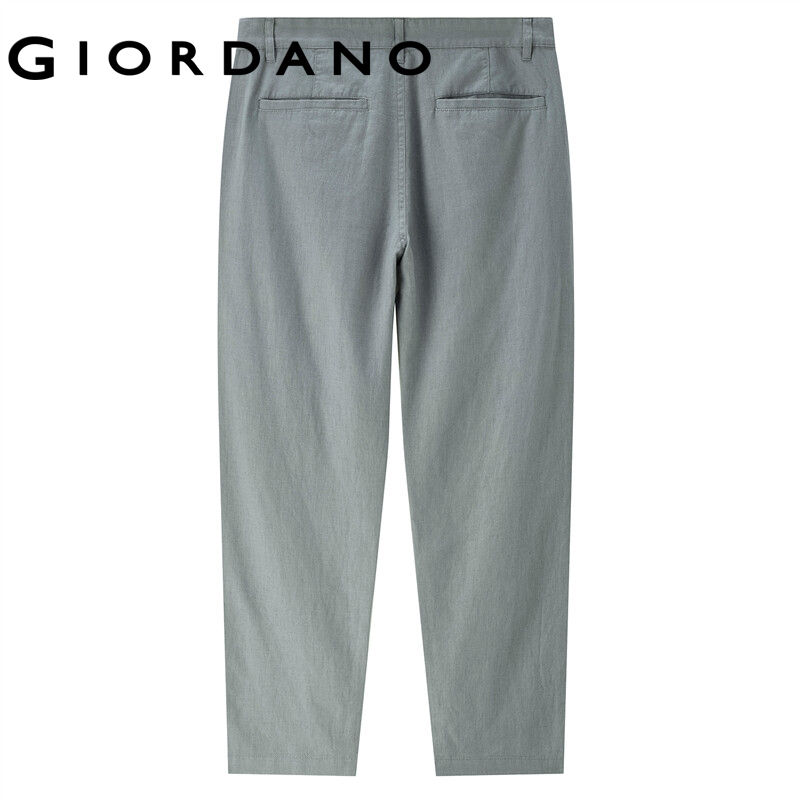 Quần dài GIORDANO 01123349 vải linen cotton lưng cao nhẹ thời trang cho nam