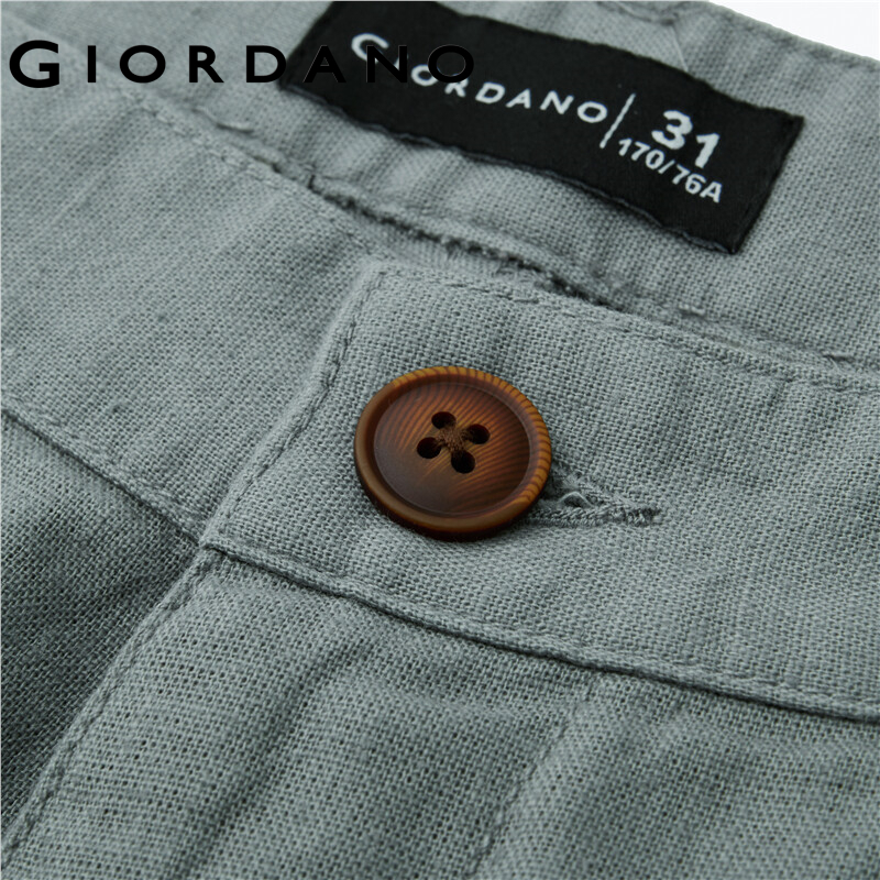 Quần dài GIORDANO 01123349 vải linen cotton lưng cao nhẹ thời trang cho nam