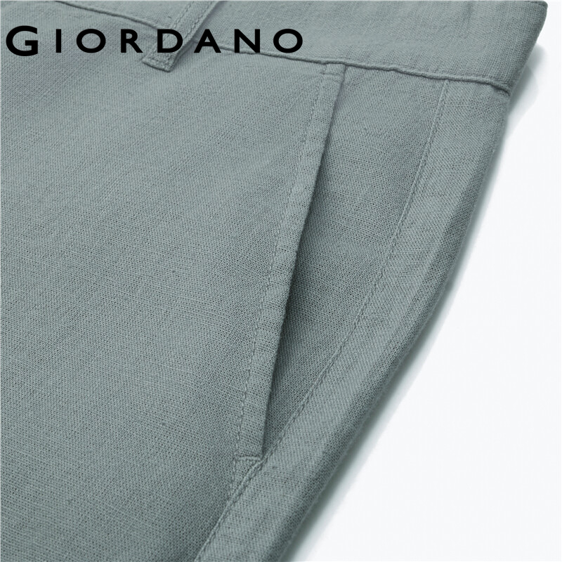 Quần dài GIORDANO 01123349 vải linen cotton lưng cao nhẹ thời trang cho nam
