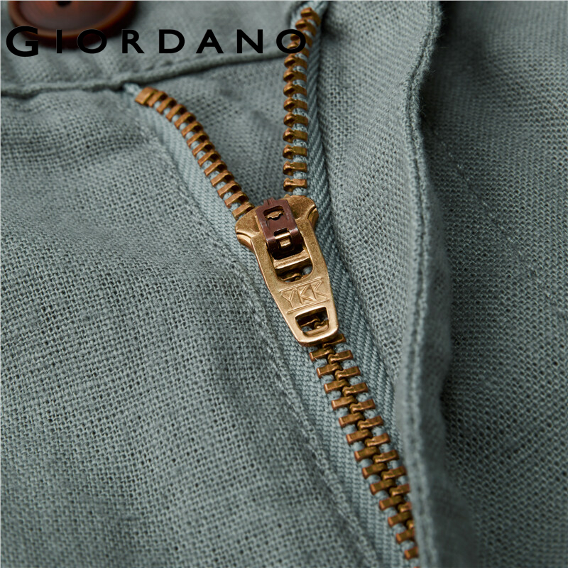 Quần dài GIORDANO 01123349 vải linen cotton lưng cao nhẹ thời trang cho nam