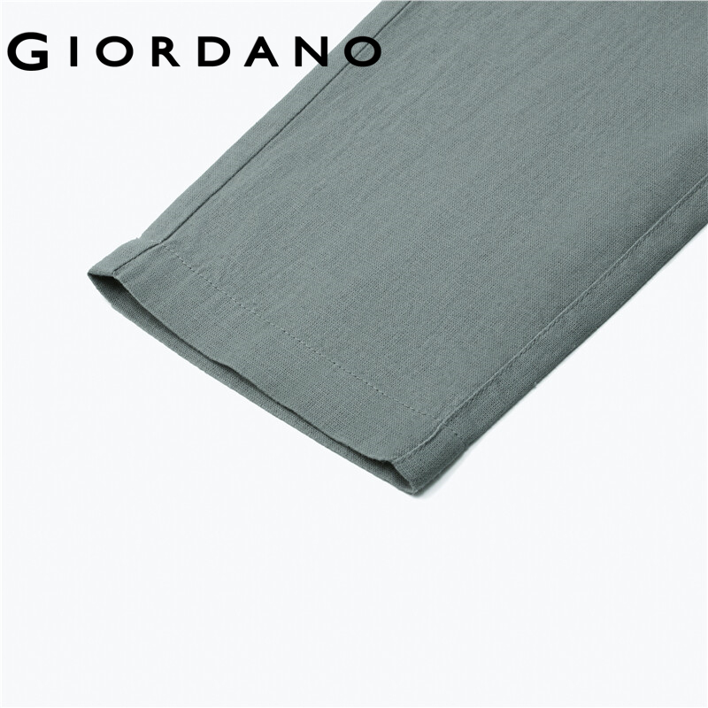 Quần dài GIORDANO 01123349 vải linen cotton lưng cao nhẹ thời trang cho nam