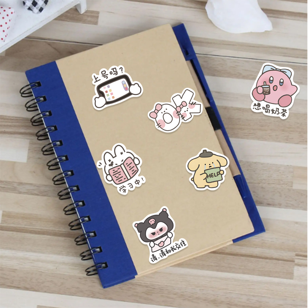 SANRIO Bộ 60 Miếng Dán Hoạt Hình Kuromi My Melody Dễ Thương Chống Thấm Nước Trang Trí Laptop