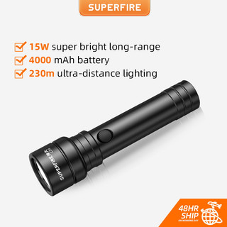Đèn pin SUPERFIRE C20/C20-A/C20-T cầm tay công suất 15W chống nước sạc bằng cáp usb tiện dụng cho hoạt động ngoài trời