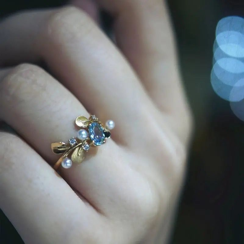 Nhẫn Bạc Đính Hạt Pha Lê Xanh