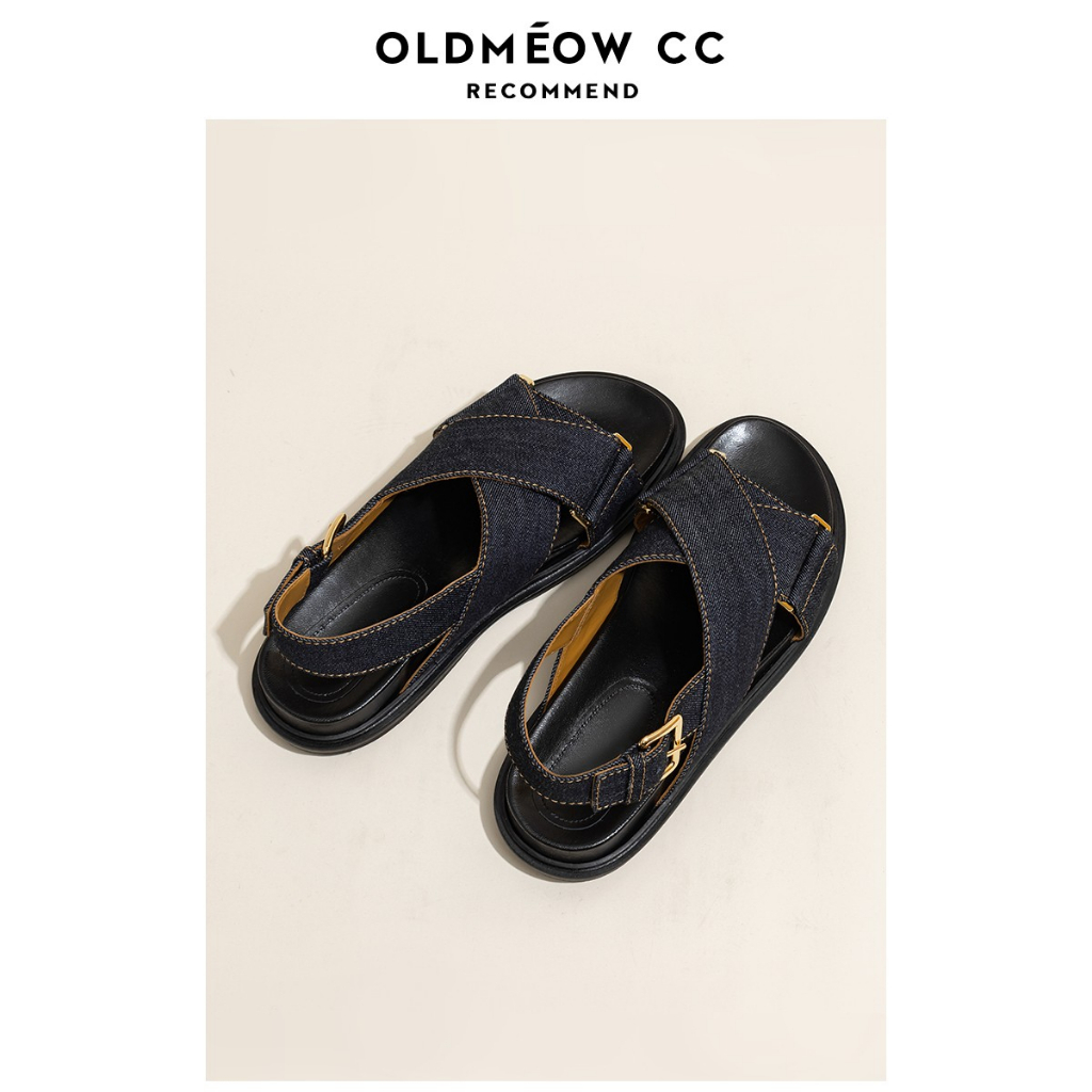 Giày Sandal Đế Dày Quai Chéo Chất Liệu Denim Thời Trang Mùa Hè Cho Nữ