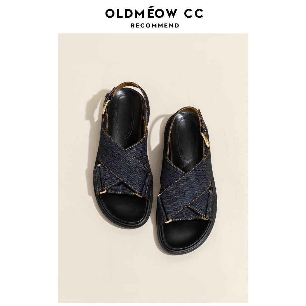 Giày Sandal Đế Dày Quai Chéo Chất Liệu Denim Thời Trang Mùa Hè Cho Nữ