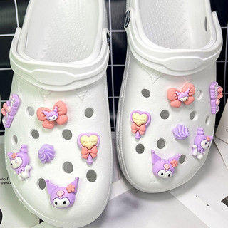 Hot [8 Cái] Phụ Kiện Trang Trí Giày crocs Màu Tím 3D Bằng Nhựa Resin Dễ Thương DIY