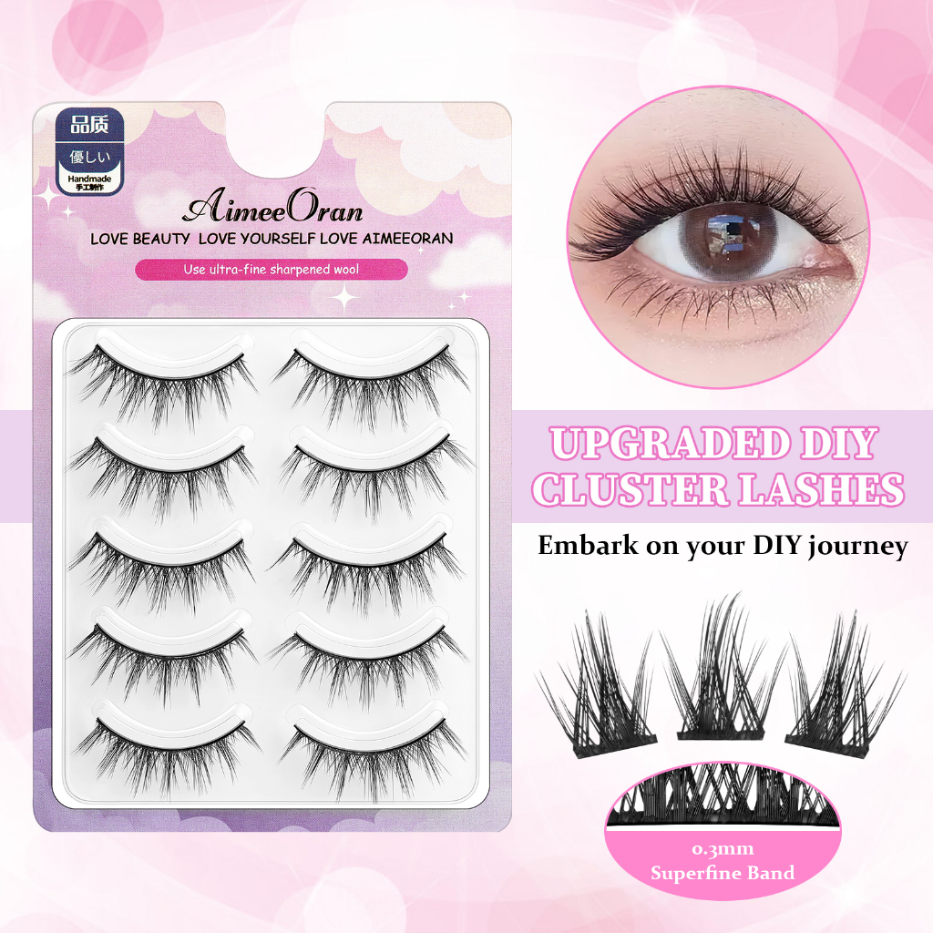 AIMEEORAN Hộp 5 Cặp Lông Mi Giả 3D Dài Và Dày Tự Nhiên