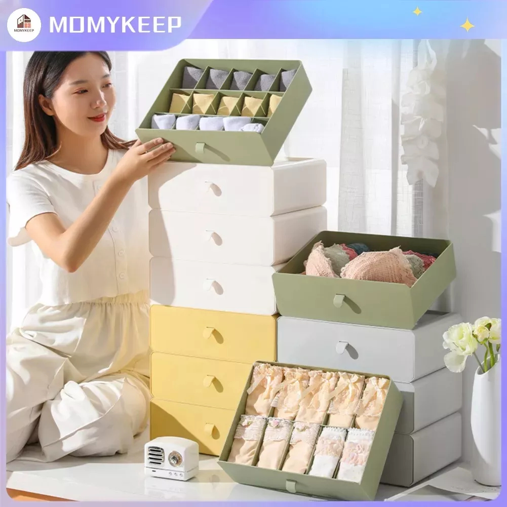Hộp Bảo Quản Đồ Lót Chống Bụi Xếp Chồng Áo Ngực Tất Quần Tổ Chức Cho Tủ 【MOMYKEEP】