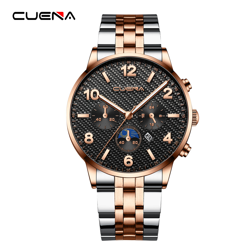 Đồng Hồ Quartz CUENA Chống Thấm Nước Chất Liệu Thép Không Gỉ 6038