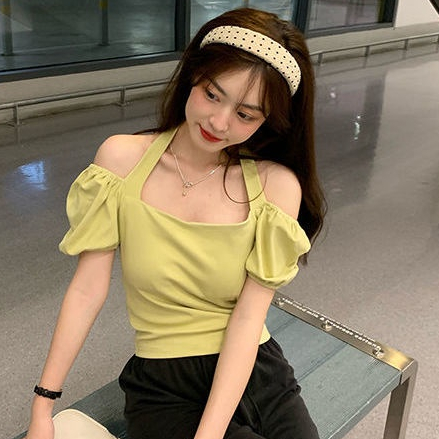 COZOK Áo Trễ Vai Tay Phồng Thiết Kế Quyến Rũ Cho Nữ