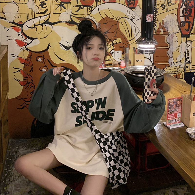 Áo Thun Dài Tay Dáng Rộng In Chữ Thời Trang Cho Nữ