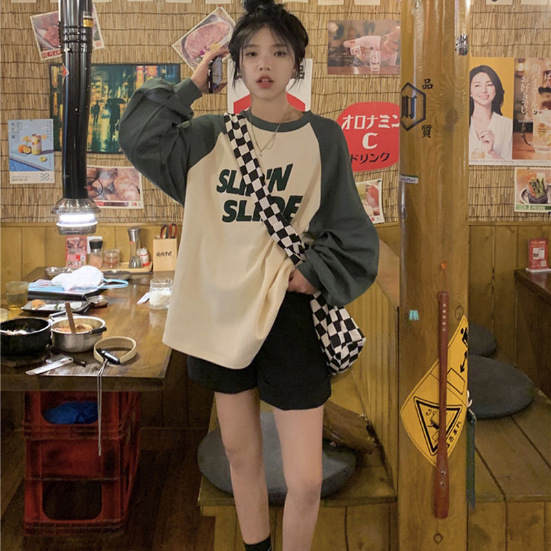 Áo Thun Dài Tay Dáng Rộng In Chữ Thời Trang Cho Nữ