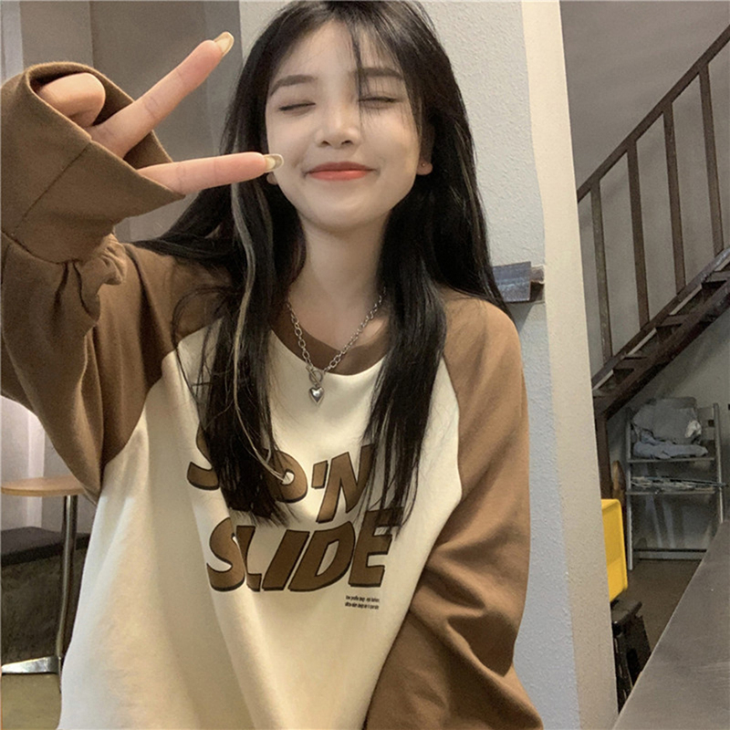 Áo Thun Dài Tay Dáng Rộng In Chữ Thời Trang Cho Nữ