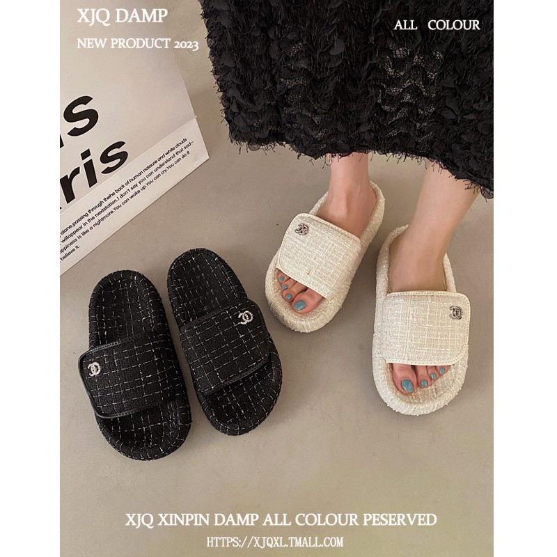 Dép Quai Ngang Đế Bằng Họa Tiết Kẻ Sọc Thời Trang Mùa Hè 2023 Mới Cho Nữ