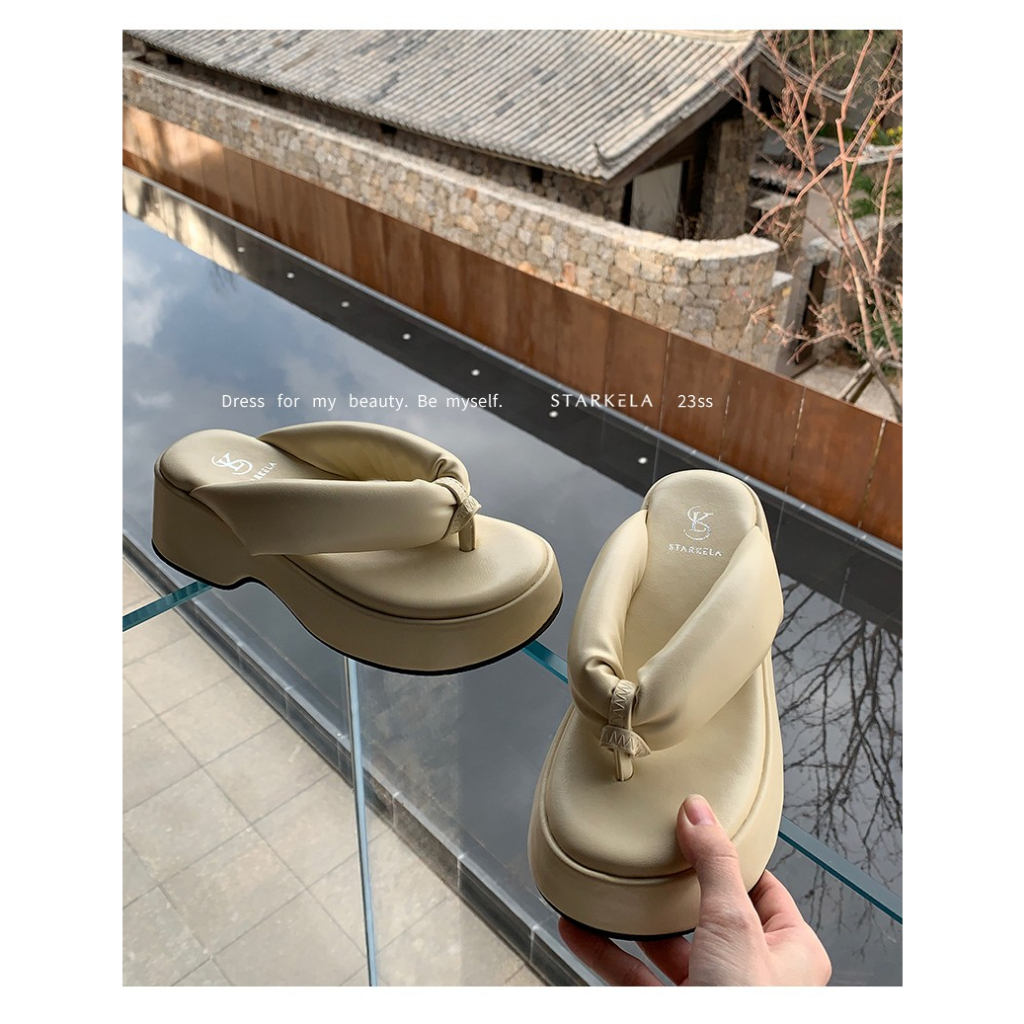 Dép Quai Ngang Đế Dày Mềm Mại Phong Cách Pháp Thời Trang Mùa Hè Cho Nữ