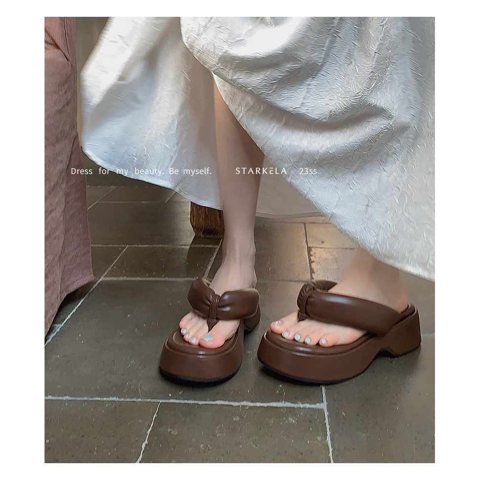 Dép Quai Ngang Đế Dày Mềm Mại Phong Cách Pháp Thời Trang Mùa Hè Cho Nữ