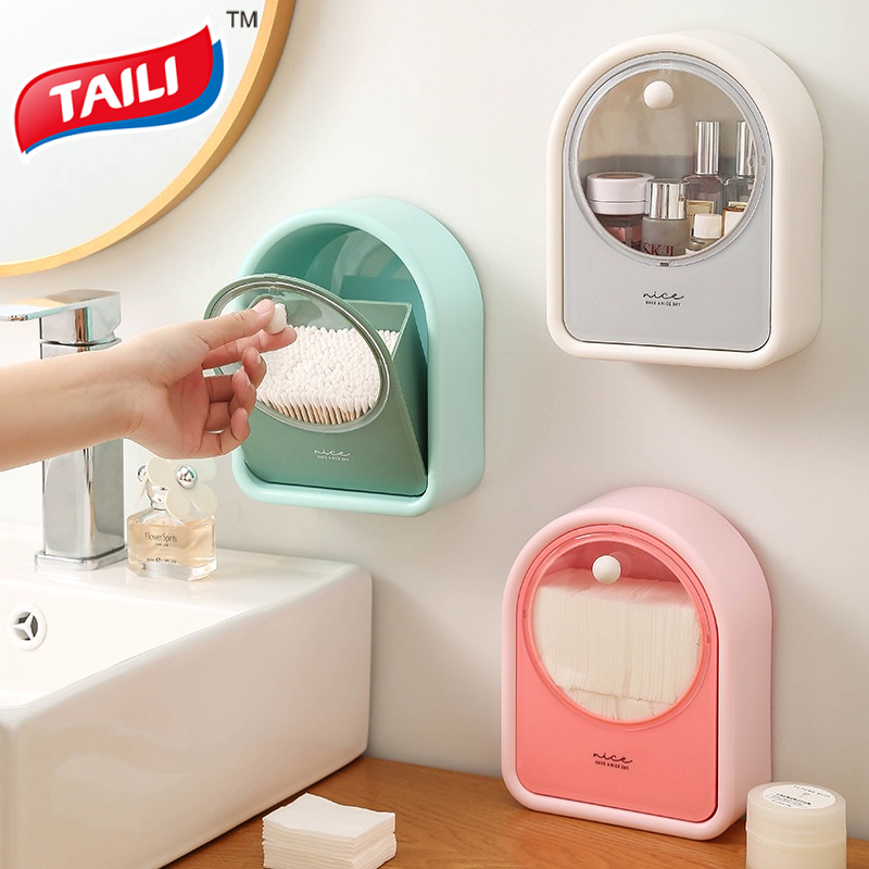 Hộp Đựng Bông Tẩy Trang Nắp Lật Gắn Tường Bằng Cotton