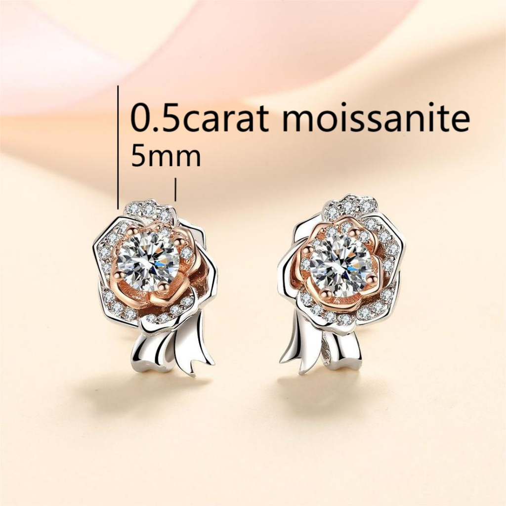 XDY-284 bông tai bạc 925 cho nữ, Moissanite 0,5 carat*2 (bao gồm giấy chứng nhận)/zircon 5mm