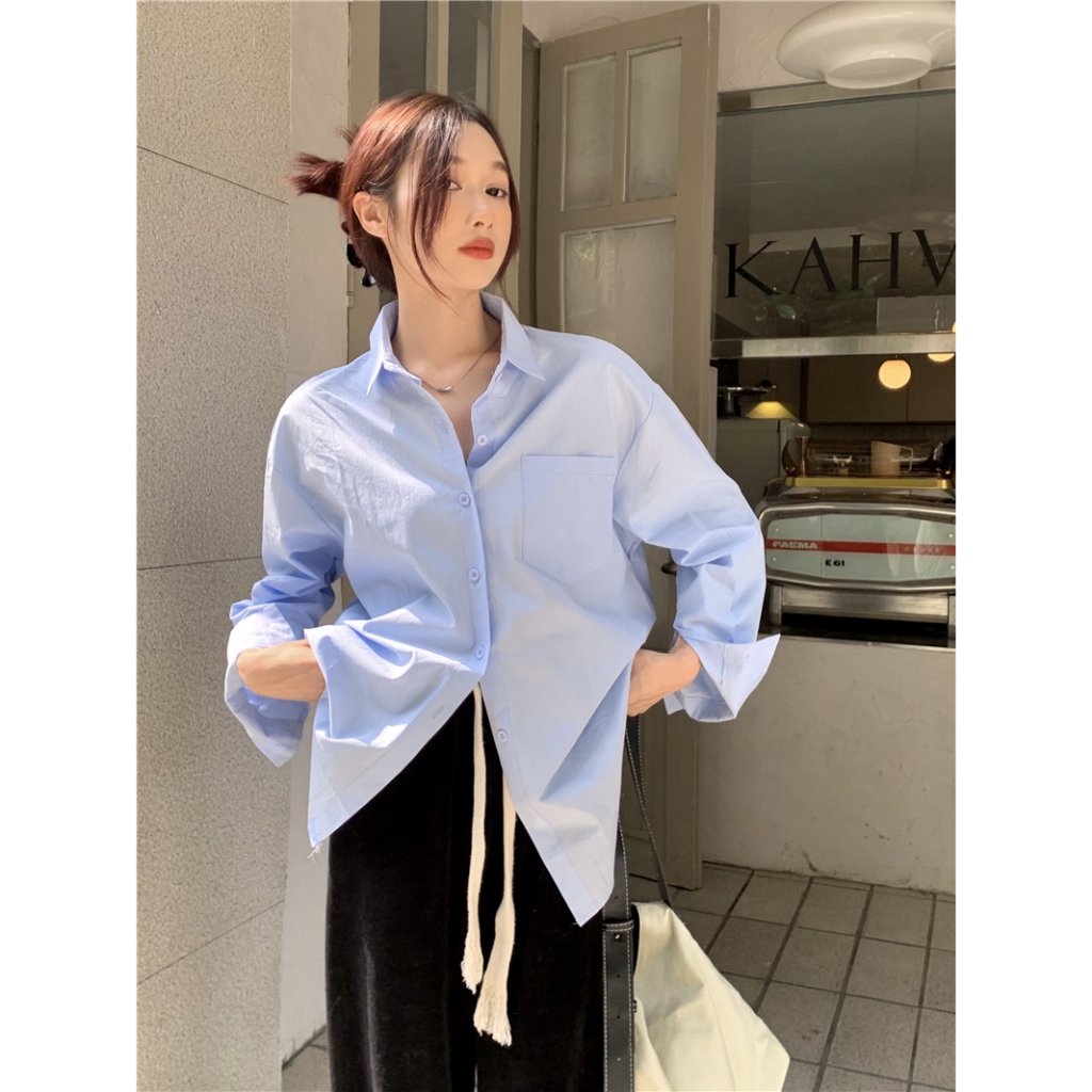 Áo Sơ Mi Nữ Dài Tay Dáng Rộng Phong Cách Hàn Quốc Baju Baju Wanita Lengan Panjang Hàng Mới Có Sẵn