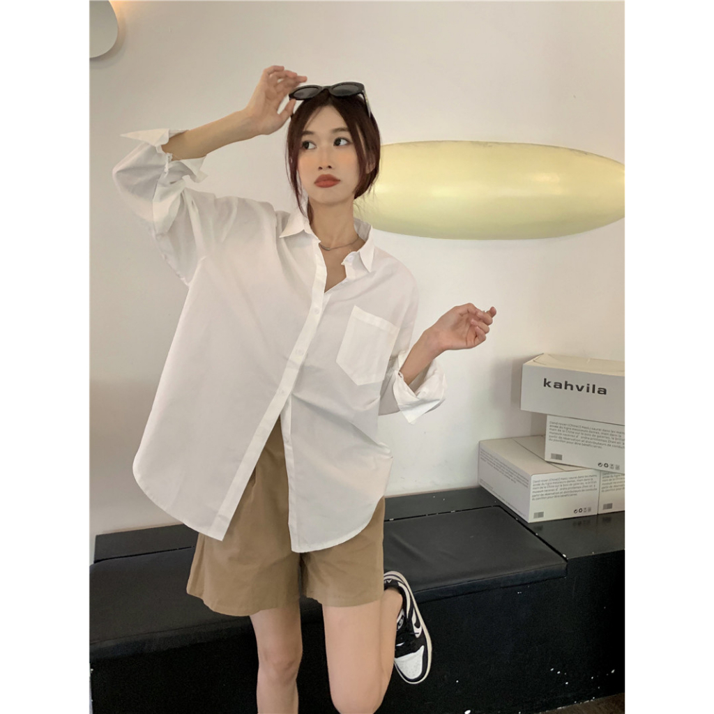 Áo Sơ Mi Nữ Dài Tay Dáng Rộng Phong Cách Hàn Quốc Baju Baju Wanita Lengan Panjang Hàng Mới Có Sẵn