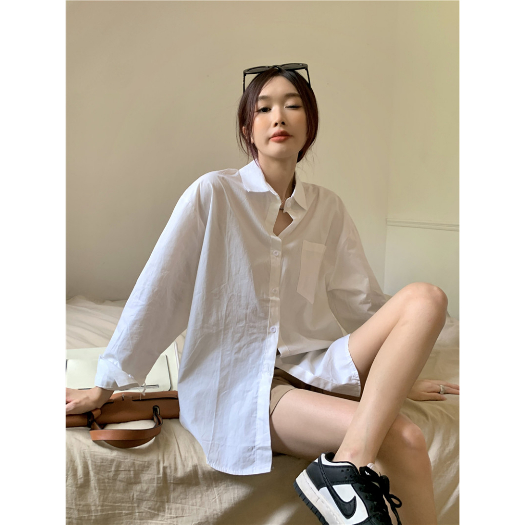 Áo Sơ Mi Nữ Dài Tay Dáng Rộng Phong Cách Hàn Quốc Baju Baju Wanita Lengan Panjang Hàng Mới Có Sẵn