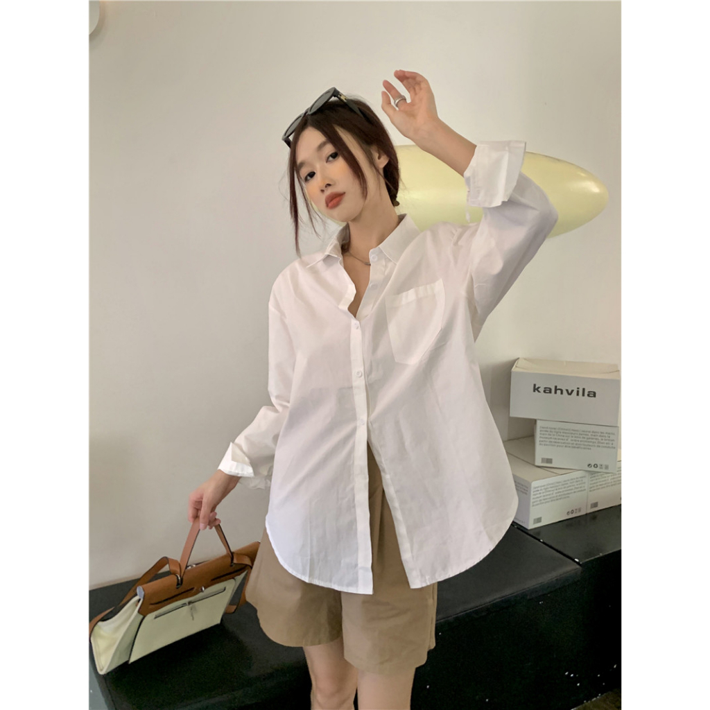 Áo Sơ Mi Nữ Dài Tay Dáng Rộng Phong Cách Hàn Quốc Baju Baju Wanita Lengan Panjang Hàng Mới Có Sẵn