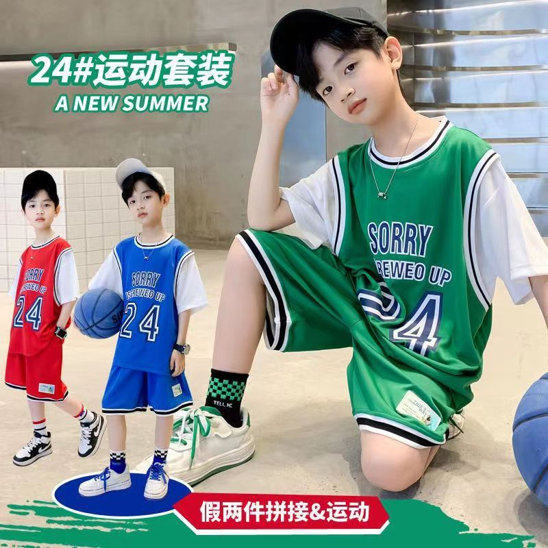 Bộ Đồ Thể Thao Bóng Rổ Ngắn Tay Cỡ Lớn Nhanh Khô Thời Trang Mùa Hè Cho Bé