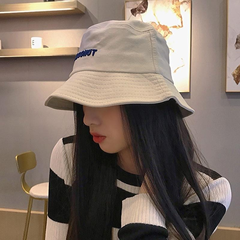 Nón Tai Bèo Thêu Chữ Phong Cách Nhật Bản Đơn Giản Thời Trang Cho Nữ