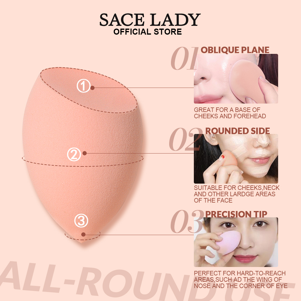 Set mỹ phẩm trang điểm mặt SACE LADY kem nền BB phấn phủ cushion và mút trang điểm chống thấm nước tự nhiên