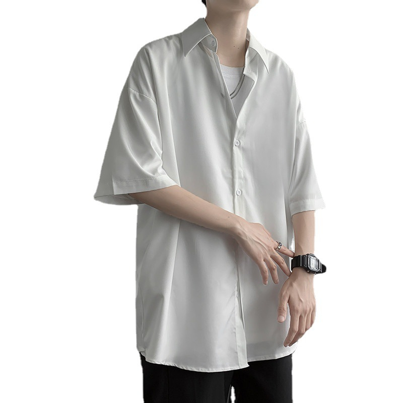 Áo sơ mi AOKANG tay lửng phong cách harajuku Nhật Bản thời trang mùa hè giản dị dành cho nam