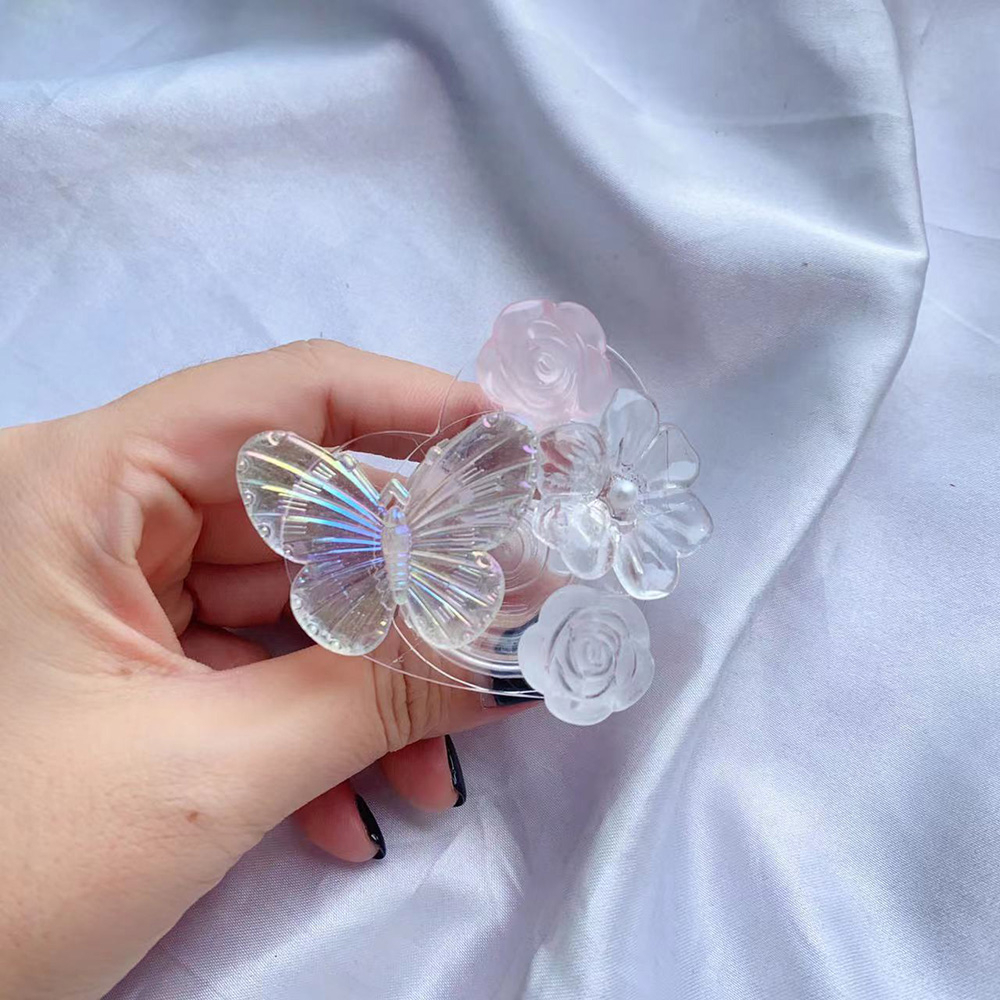 Giá Đỡ Điện Thoại Bằng Resin Hình Hoa &amp; Bướm Có Thể Gấp Gọn