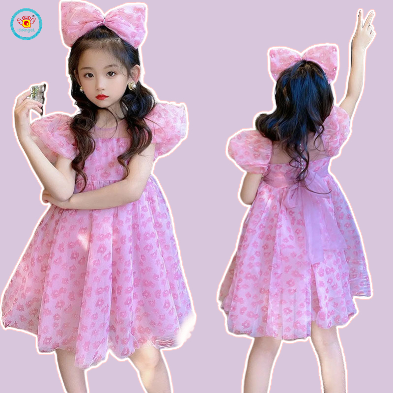 IQ Angel  Đầm Công Chúa organzarn Thắt Nơ Phong Cách Hàn Quốc Cho Bé Gái Phiên Bản Chaoxian