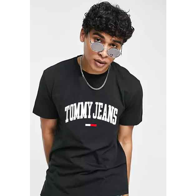 Áo Thun Cotton In Logo Tommy Jeans Cỡ Lớn Thoáng Khí Thời Trang Cho Nam Và Nữ