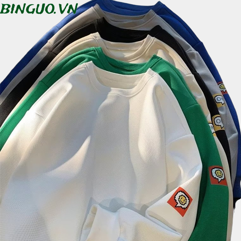 Áo len cổ nam phong cách hàn quốc Tròn Trơn Cổ tròn áo len form rộng Bông nguyên chất đa năng Cừu mềm Mịn áo sweater