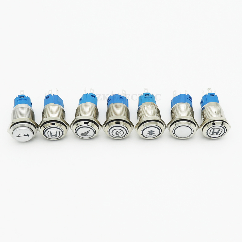 Công Tắc Đèn LED Halo Bằng Kim Loại 16mm 12V Chống Nước Cho Xe Hơi Xe Máy