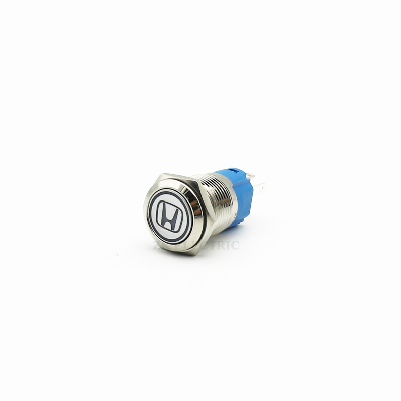 Công Tắc Đèn LED Halo Bằng Kim Loại 16mm 12V Chống Nước Cho Xe Hơi Xe Máy