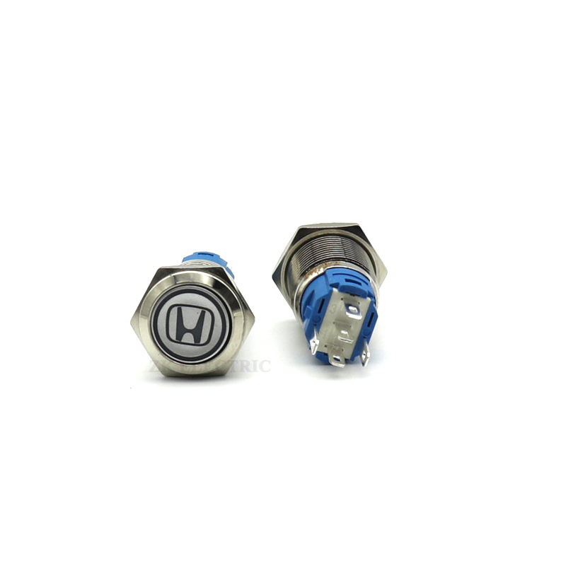 Công Tắc Đèn LED Halo Bằng Kim Loại 16mm 12V Chống Nước Cho Xe Hơi Xe Máy