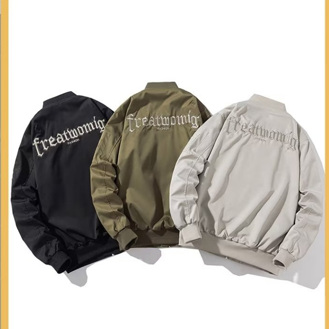 Áo Khoác Bomber Thêu Họa Tiết Phong Cách Retro Cho Nam Size M-2XL