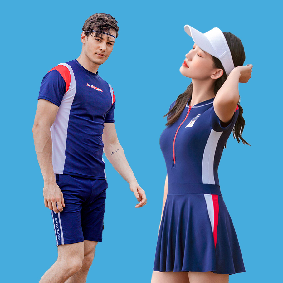 Bộ Đồ Bơi Kappa Kết Hợp Màu Xanh Dương Lãng Mạn Cho Cặp Đôi
