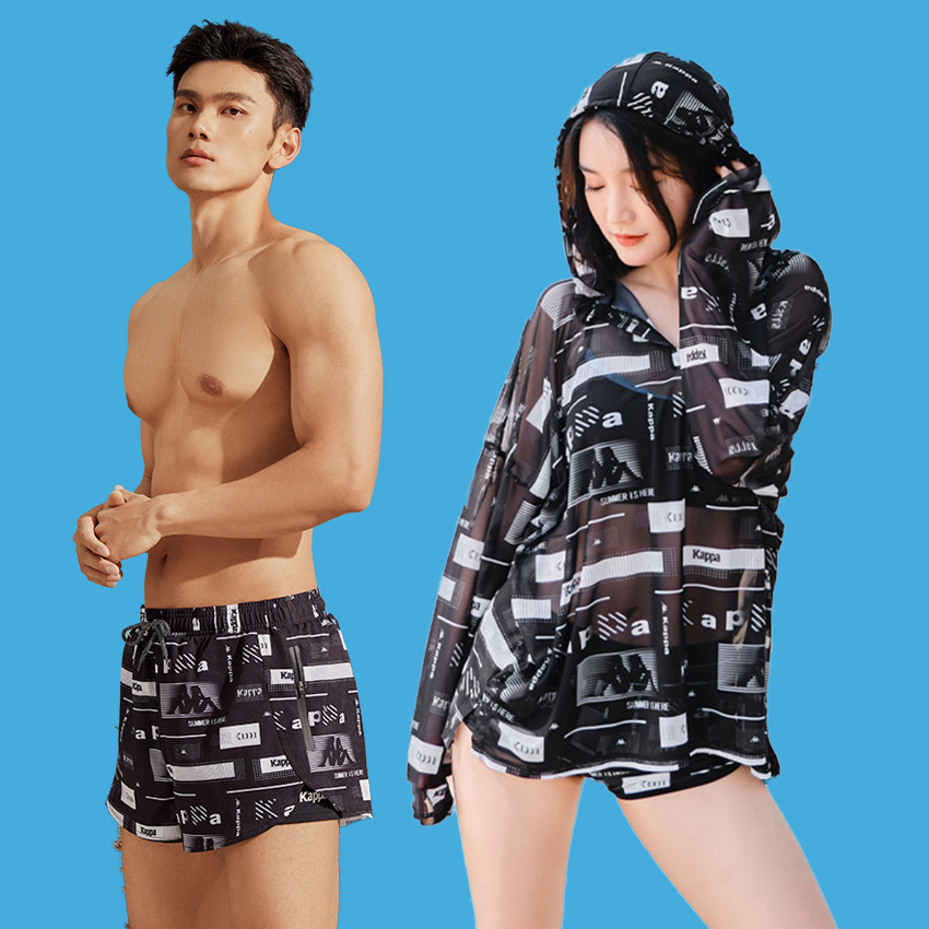 Bộ Đồ Bơi Kappa Phối Màu Trắng Đen Thời Trang Quyến Rũ Cho Cặp Đôi