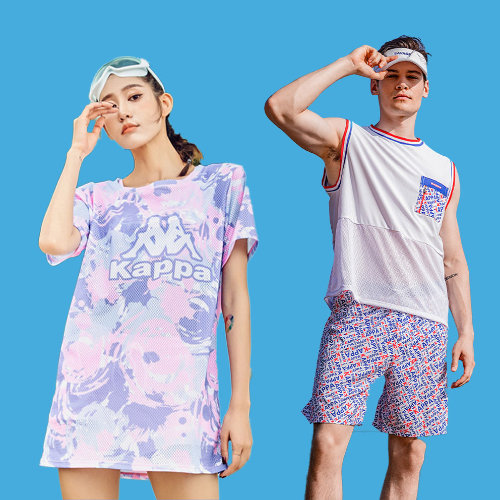 Bộ Đồ Bơi Kappa Màu Tím Hồng Thời Trang Mùa Hè Cho Cặp Đôi