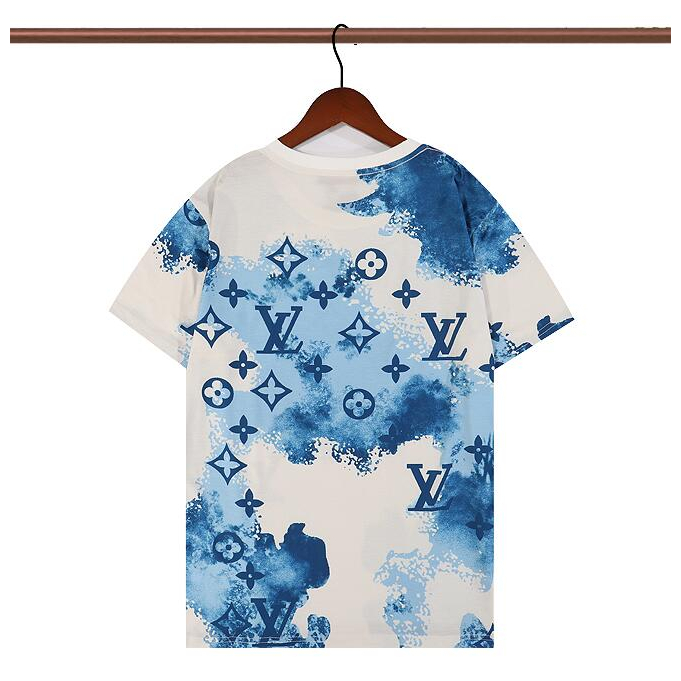 Áo Thun cotton Tay Ngắn Cổ Tròn In Họa Tiết LV Thời Trang unisex