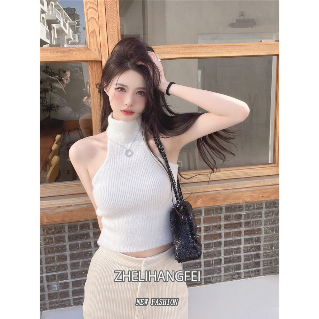 ZHELIHANGFEI Áo Dệt Kim Trễ Vai Dáng Hẹp Thời Trang Cho Nữ