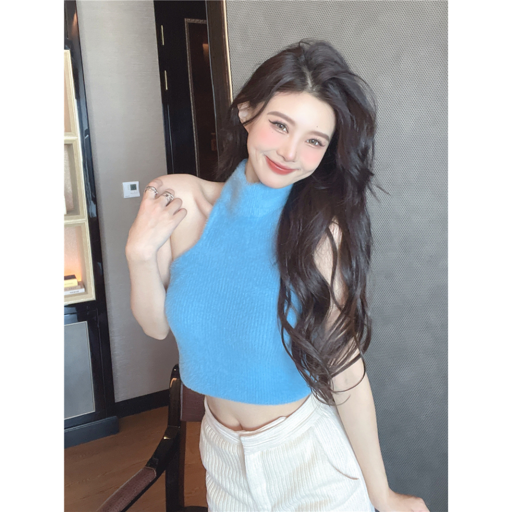 ZHELIHANGFEI Áo Dệt Kim Trễ Vai Dáng Hẹp Thời Trang Cho Nữ